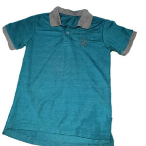 Green & Grey Boy's Collared Polo Shirt Medium EUC